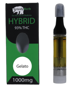 Gelato Strain Vape Cartridge - 93% THC 1000mg - Grizzly Herb